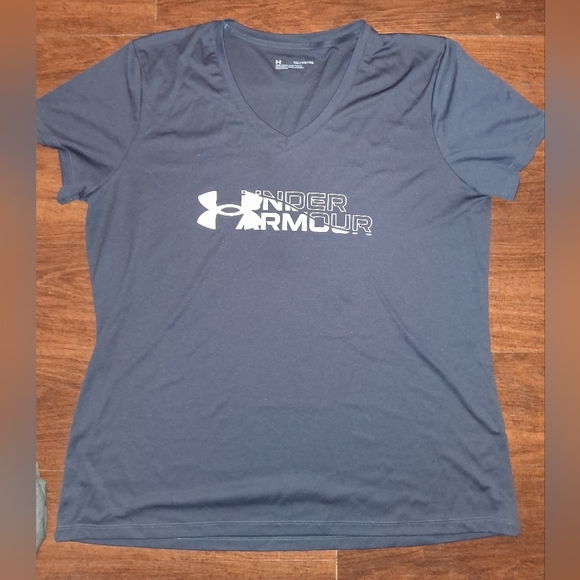 Under Armour Women's Dark Blue V-Neck Tee - Picture 1 of 2